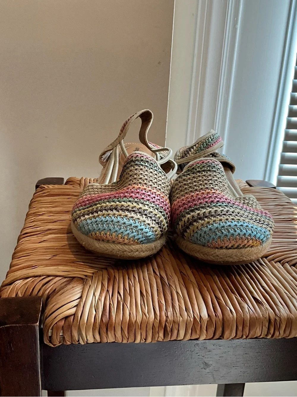 comfortview Multicolor Woven Espadrille Slingback Wedge size 9W